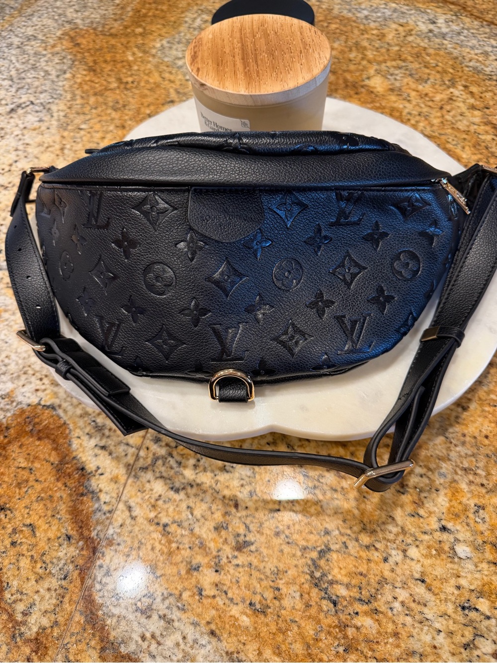 Louis Vuitton Black Monogram Embossed Crossbody Belt Bag